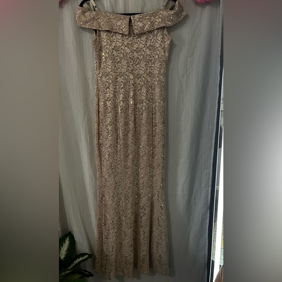Cachet Sequin Lace Gown in Tan and Gold - Picture 1 of 10